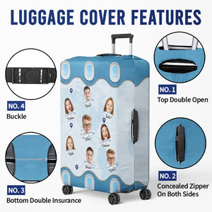 Custom Photo Side By Side, Exploring The Wide - Family Personalized Custom Luggage Cover - Summer Vacation Gift For Family Members