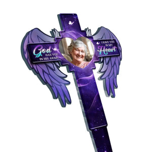 Custom Photo Your Light Will Always Shine In Our Hearts - Memorial Personalized Custom Stain Glass Style Acrylic Garden Stake - Sympathy Gift For Family Members