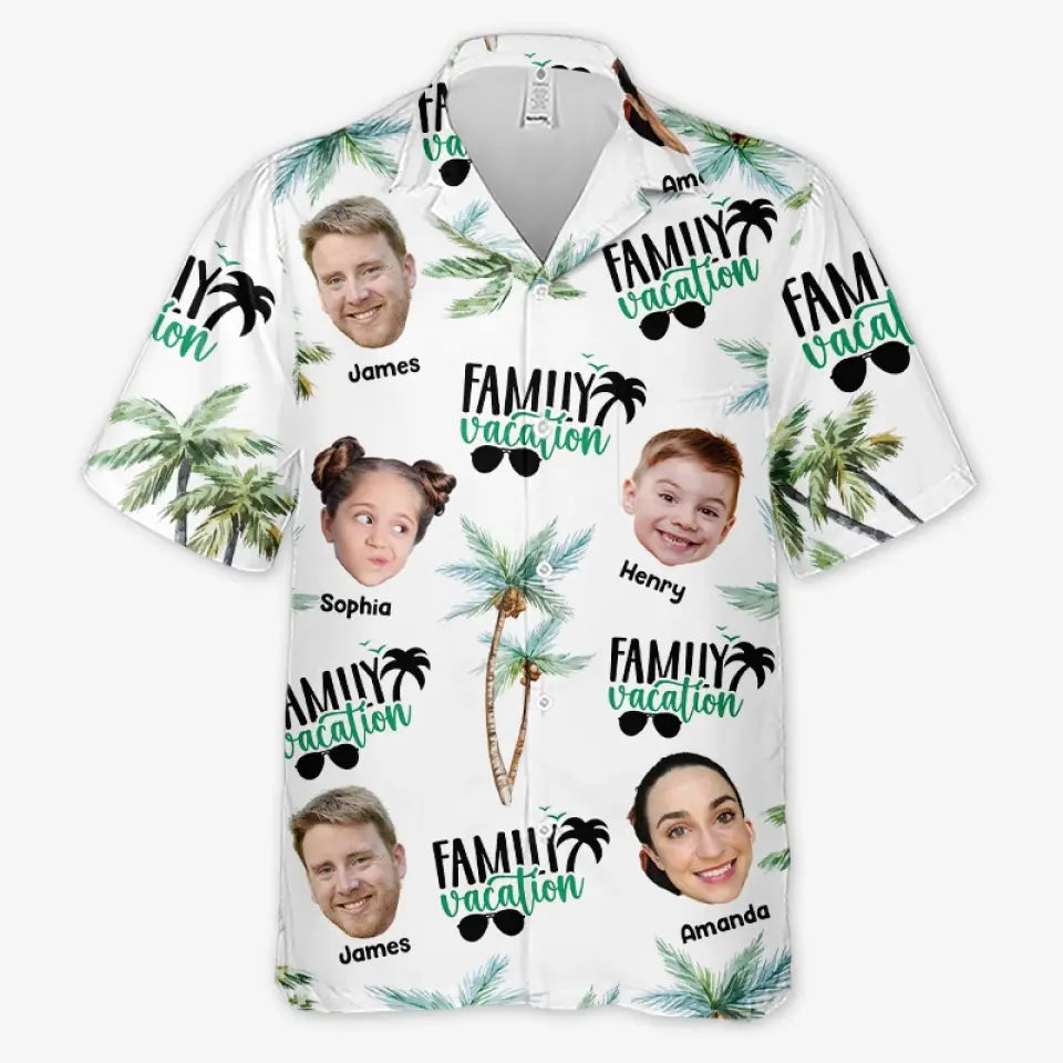 Custom Photo Family Vacation - Family Personalized Custom Unisex Tropical Hawaiian Aloha Shirt - Summer Vacation Gift For Family Members