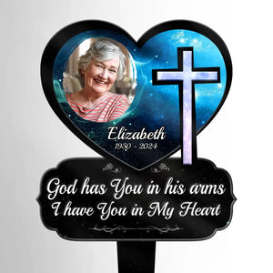 Custom Photo God Loves You Forever - Memorial Personalized Custom Stain Glass Style Acrylic Garden Stake - Sympathy Gift For Family Members