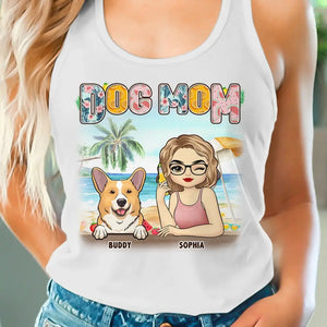 Dog Mom - Dog Personalized Custom Racer Back Tank Top - Gift For Pet Owners, Pet Lovers