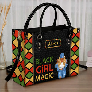 Power Of Black Girl - Bestie Personalized Custom Leather Handbag - Gift For Best Friends, BFF, Sisters