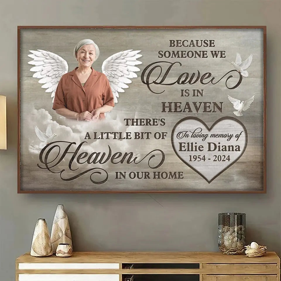 Custom Photo Love Is In Heaven - Memorial Personalized Custom Horizontal Poster - Sympathy Gift For Family Members