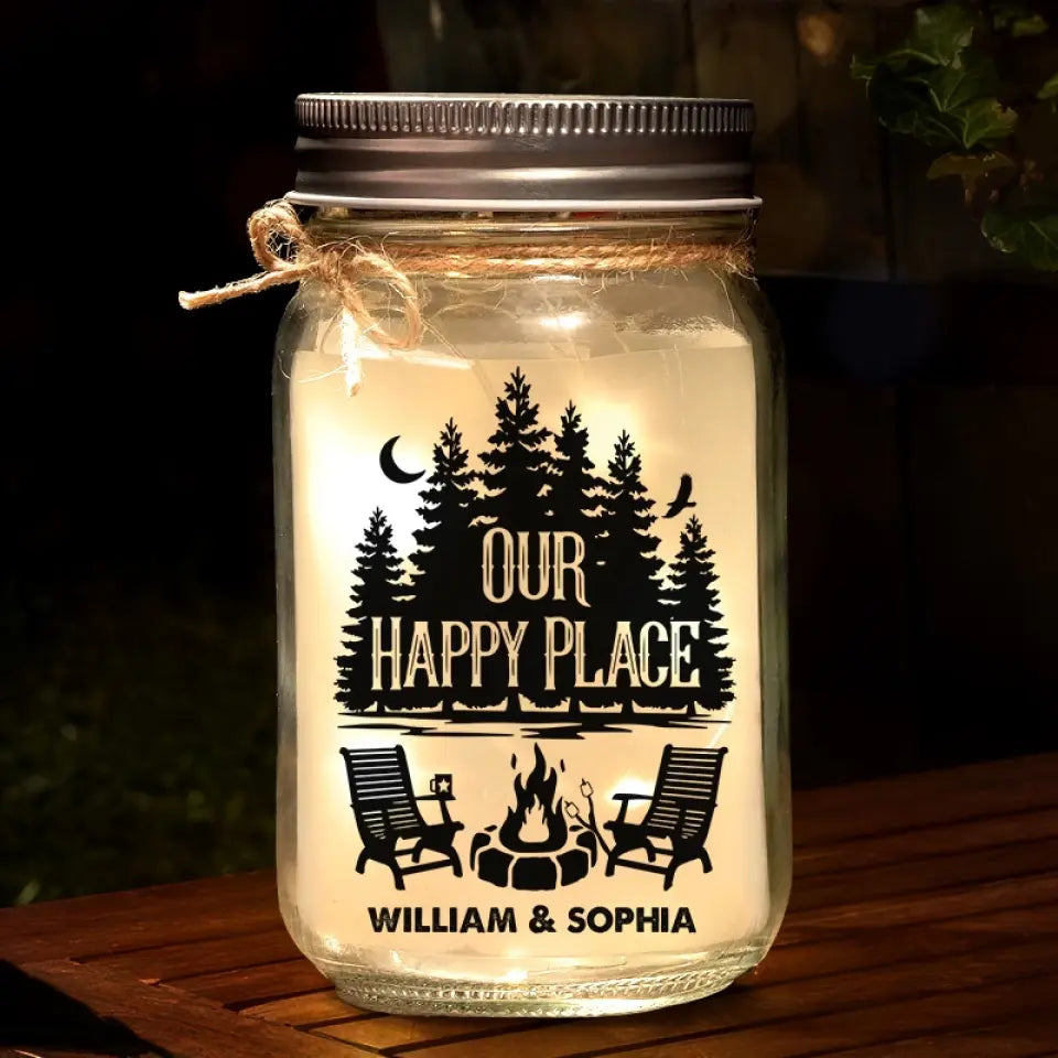 Life Is Better Around The Campfire - Camping Personalized Custom Mason Jar Light - Gift For Couple, Husband Wife, Camping Lovers