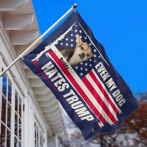 Custom Photo Not Only Us, Even My Dogs Hate Trump - America US Elections Horizontal House Flag