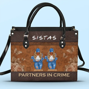 Partners In Crime - Bestie Personalized Custom Leather Handbag - Gift For Best Friends, BFF, Sisters