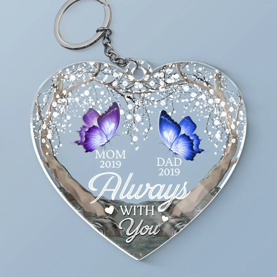 Time Passes, Love Remains - Memorial Personalized Custom Shaped Acrylic Keychain - Sympathy Gift For Family Members