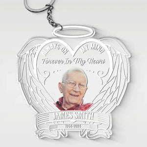 Forever In My Heart - Memorial Personalized Custom Shaped Acrylic Keychain - Sympathy Gift For Family Members