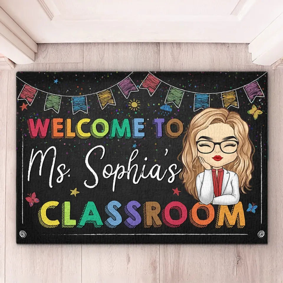 In Our Classroom We Listen, Learn, & Laugh - Teacher Personalized Custom Home Decor Decorative Mat - House Warming Gift For Teacher