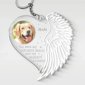 Custom Photo You Always Belong With Us - Memorial Personalized Custom Shaped Acrylic Keychain - Sympathy Gift For Family Members, Pet Owners, Pet Lovers