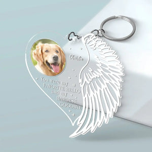 Custom Photo You Always Belong With Us - Memorial Personalized Custom Shaped Acrylic Keychain - Sympathy Gift For Family Members, Pet Owners, Pet Lovers