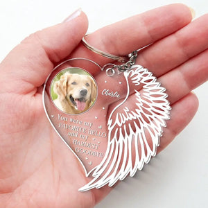 Custom Photo You Always Belong With Us - Memorial Personalized Custom Shaped Acrylic Keychain - Sympathy Gift For Family Members, Pet Owners, Pet Lovers