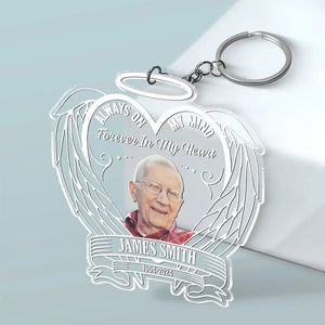 Forever In My Heart - Memorial Personalized Custom Shaped Acrylic Keychain - Sympathy Gift For Family Members