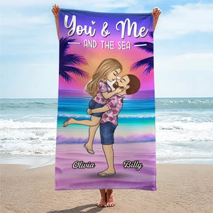 You're The Sandy To My Beach - Couple Personalized Custom Beach Towel - Summer Vacation Gift For Husband Wife, Anniversary