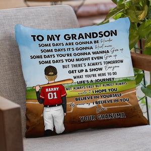 Life's A Journey, Not Always Easy But Almost Always - Family Personalized Custom Pillow - Gift For Family Members, Baseball Players, Baseball Lovers