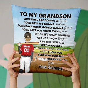 Life's A Journey, Not Always Easy But Almost Always - Family Personalized Custom Pillow - Gift For Family Members, Baseball Players, Baseball Lovers