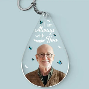 Custom Photo Angel From Above, Watch Over Me With Love - Memorial Personalized Custom Shaped Acrylic Keychain - Sympathy Gift For Family Members