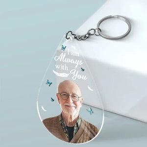 Custom Photo Angel From Above, Watch Over Me With Love - Memorial Personalized Custom Shaped Acrylic Keychain - Sympathy Gift For Family Members