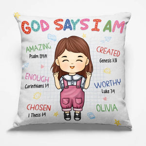 God Says I Am Amazing - Personalized Custom Kid Pillow - Gift For Kid, Back To School Gift