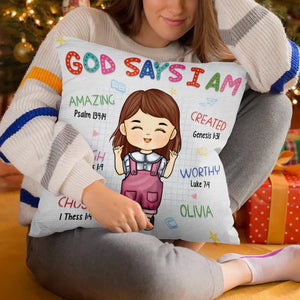 God Says I Am Amazing - Personalized Custom Kid Pillow - Gift For Kid, Back To School Gift