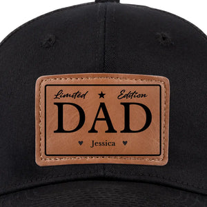 My Incomparable Dad - Family Personalized Custom Leather Patch Hat - Gift For Dad, Grandpa