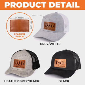 My Incomparable Dad - Family Personalized Custom Leather Patch Hat - Gift For Dad, Grandpa