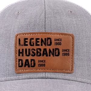 My Legendary Father - Family Personalized Custom Leather Patch Hat - Gift For Dad, Grandpa