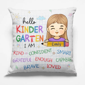 Hello Kinder Garten I Am - Personalized Custom Kid Pillow - Gift For Kid, Back To School Gift