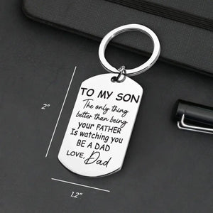 I Love Watching You Become A Dad - Family Personalized Custom Keychain - Gift For Son, Grandson