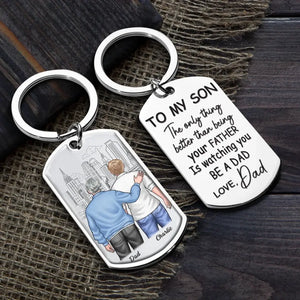 I Love Watching You Become A Dad - Family Personalized Custom Keychain - Gift For Son, Grandson