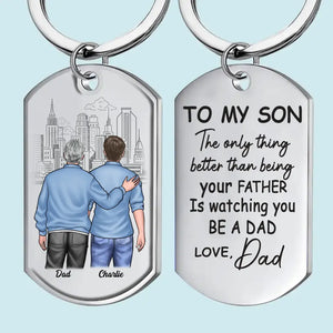 I Love Watching You Become A Dad - Family Personalized Custom Keychain - Gift For Son, Grandson