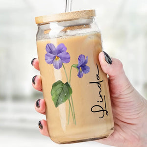 Live Simply Bloom Wildly - Bestie Personalized Custom Glass Cup, Iced Coffee Cup - Gift For Best Friends, BFF, Sisters