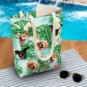 Custom Photo The Ocean's Waves Are Beckoning - Dog & Cat Personalized Custom Beach Bag - Summer Vacation Gift For Pet Owners, Pet Lovers