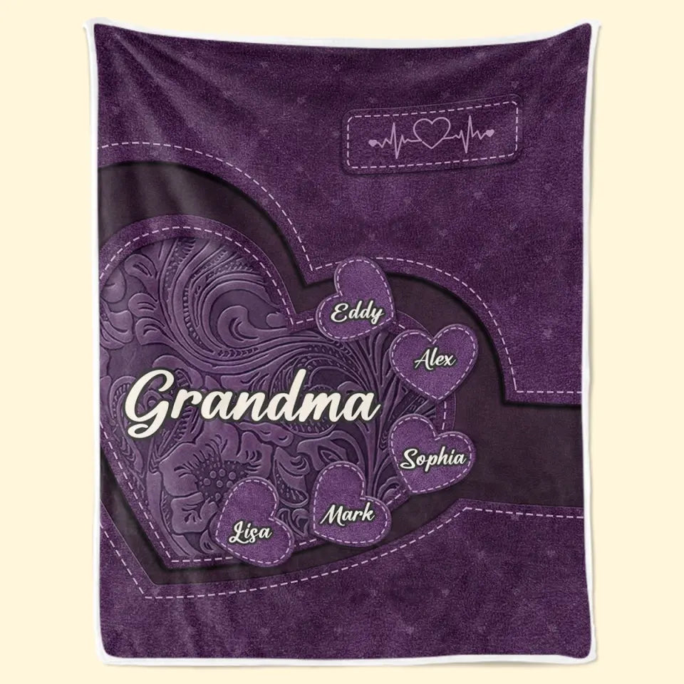 A Garden Of Love Grows In A Grandmother's Heart - Family Personalized Custom Blanket - Gift For Mom, Grandma