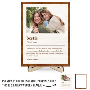 Custom Photo We Go Through Ups And Downs Together - Bestie Personalized Custom 2-Layered Wooden Plaque With Stand - Gift For Best Friends, BFF, Sisters