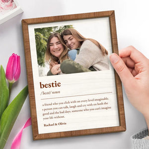 Custom Photo We Go Through Ups And Downs Together - Bestie Personalized Custom 2-Layered Wooden Plaque With Stand - Gift For Best Friends, BFF, Sisters