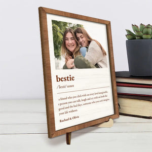 Custom Photo We Go Through Ups And Downs Together - Bestie Personalized Custom 2-Layered Wooden Plaque With Stand - Gift For Best Friends, BFF, Sisters