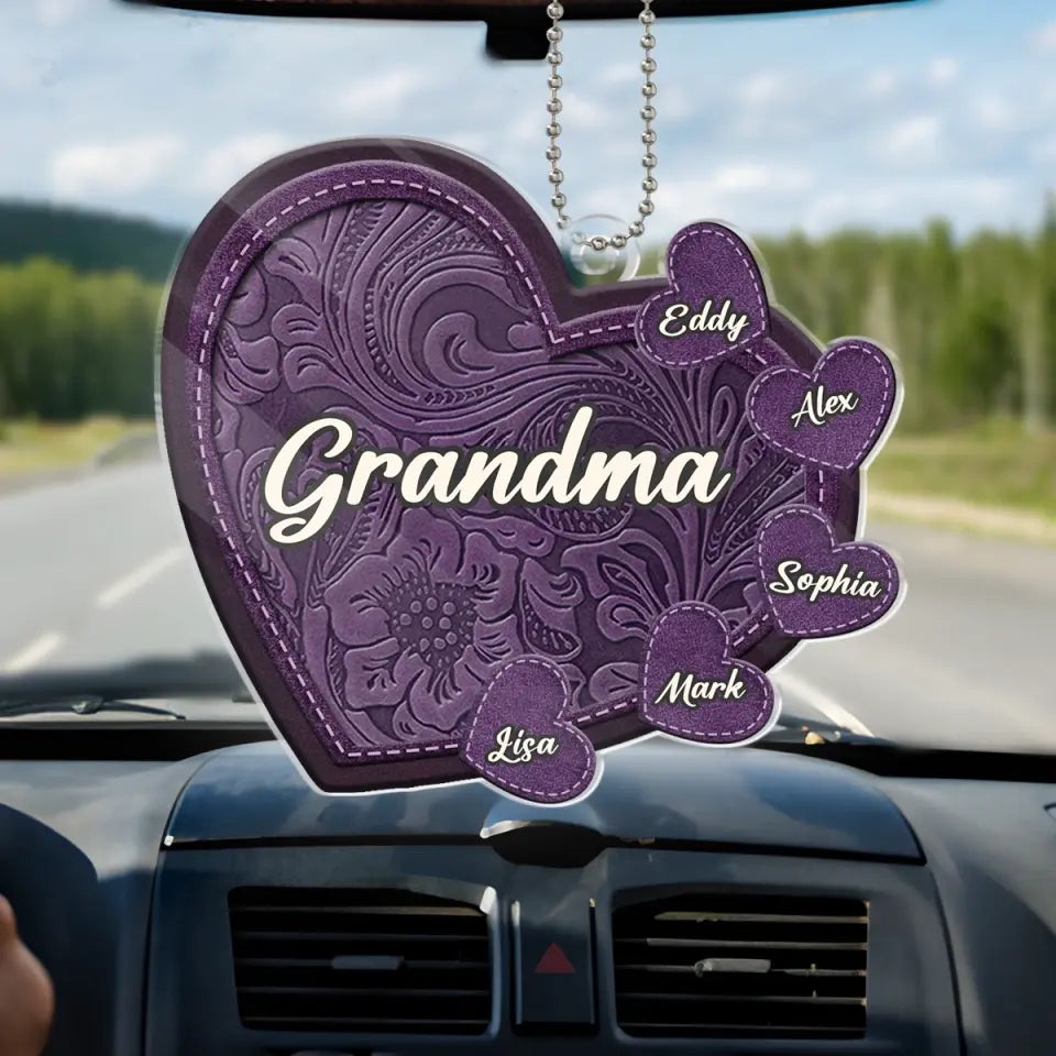 Happiness Is Being A Grandma - Family Personalized Custom Car Ornament - Acrylic Custom Shaped - Gift For Mom, Grandma