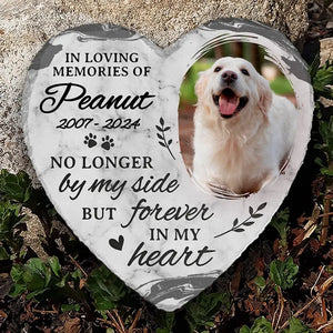 Custom Photo You Leave Pawprints In Our Hearts - Memorial Personalized Custom Heart Shaped Memorial Stone - Sympathy Gift For Pet Owners, Pet Lovers