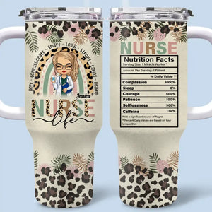 Caring Is The Essence Of Nursing - Nurse Personalized Custom 40 Oz Stainless Steel Tumbler With Handle - Appreciation, Thank You Gift, Nurse Life