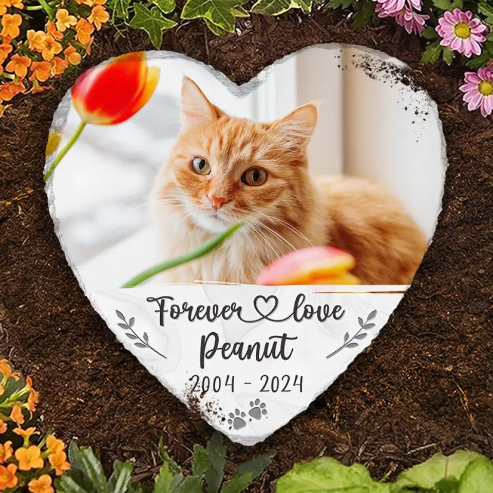 Custom Photo Things End, But Memories Last Forever - Memorial Personalized Custom Heart Shaped Memorial Stone - Sympathy Gift For Pet Owners, Pet Lovers