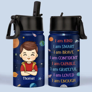 I Am Enough - Personalized Custom Kid Water Bottle - Back To School Gift For Kid, Grandkid