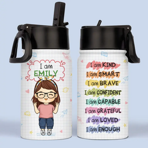 I Am Kind - Personalized Custom Kid Water Bottle - Back To School Gift For Kid, Grandkid