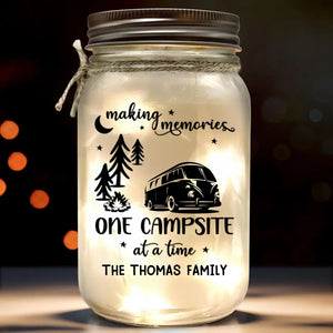 Home Is Where You Park It - Camping Personalized Custom Mason Jar Light - Gift For Couple, Husband Wife, Camping Lovers