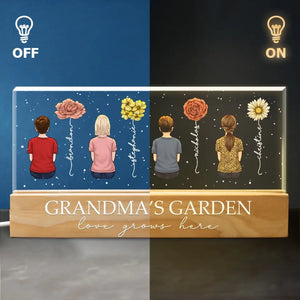 A Garden Of Love Grows In A Grandmother's Heart - Family Personalized Custom Acrylic Letters 3D LED Night Light - Gift For Mom, Grandma