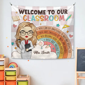 Welcome To Our Classroom - Teacher Personalized Custom Tapestry - Gift For Teacher