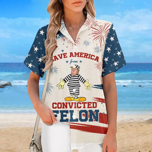 Save America From The Convicted Felon, Anti-Trump - America US Elections Unisex Tropical Hawaiian Aloha Shirt, Summer Vacation Gift