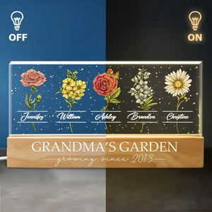 A Garden Of Love Grows In A Grandmother's Heart - Family Personalized Custom Acrylic Letters 3D LED Night Light - Gift For Mom, Grandma