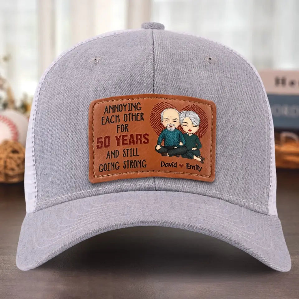 Loving You Is The Most Precious Adventure I Know - Couple Personalized Custom Leather Patch Hat - Gift For Husband Wife, Anniversary