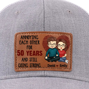 Loving You Is The Most Precious Adventure I Know - Couple Personalized Custom Leather Patch Hat - Gift For Husband Wife, Anniversary